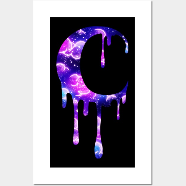 Galaxy Dripping Moon Wall Art by Jan Grackle